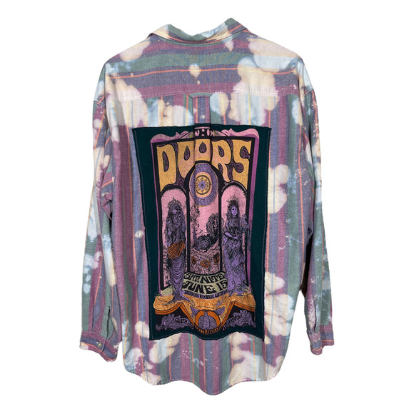 Empty Hanger Tops - Empty Hanger Custom Rework The Doors Bleached Stripe Top XL Oversized Band Tee